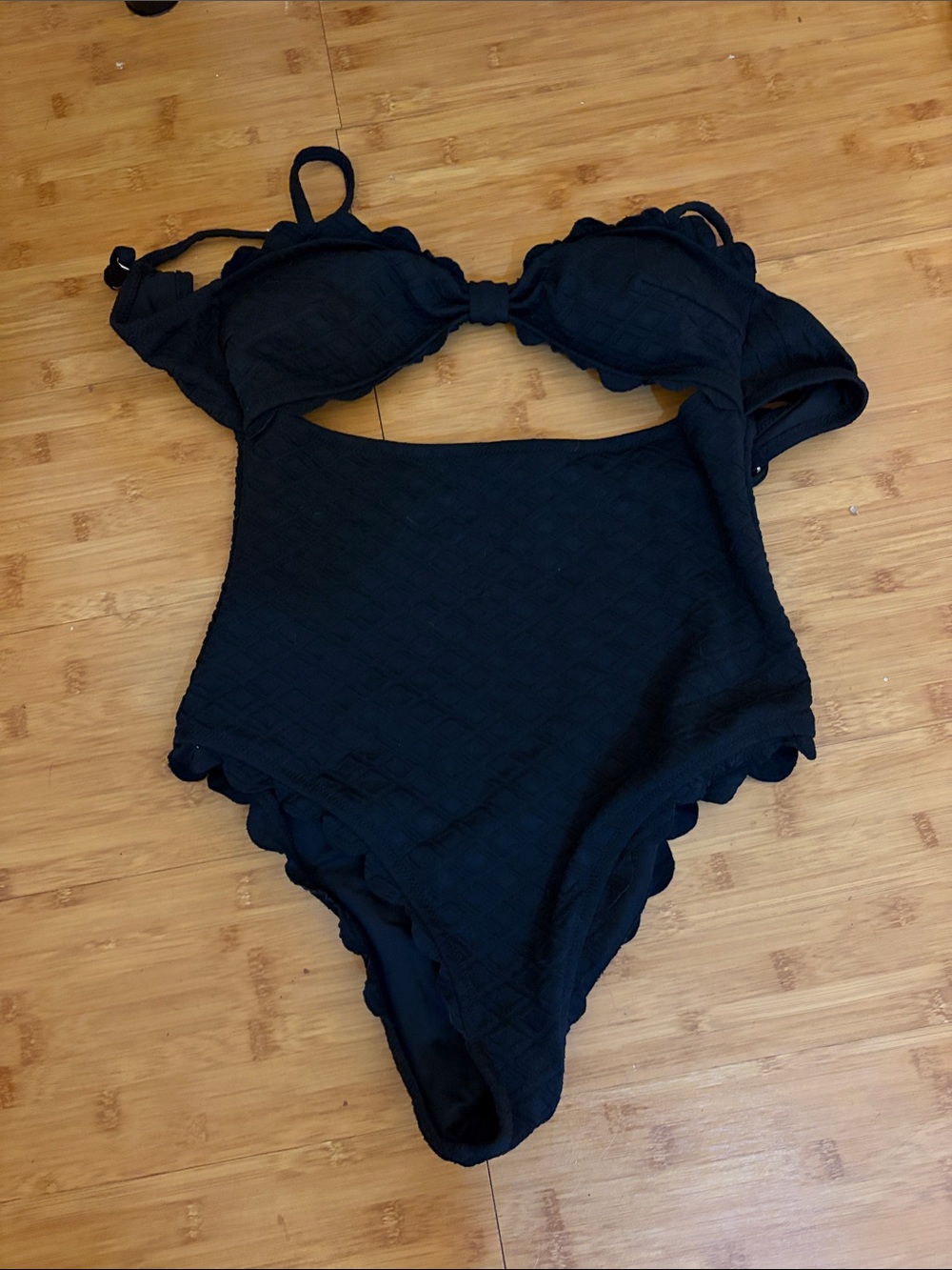 Express Black Girls One-Piece Swimsuit with Scallop Trim
